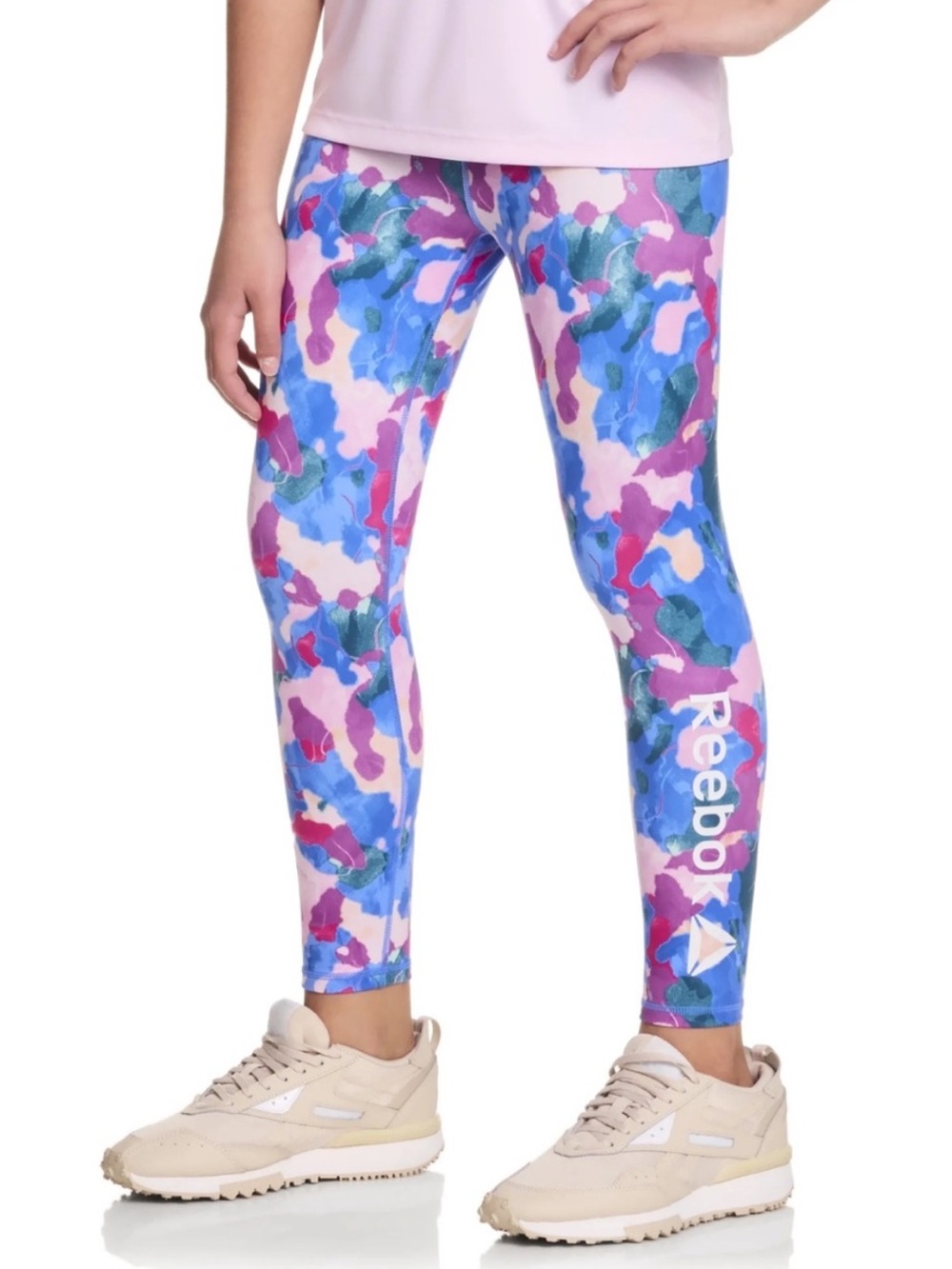Reebok Girls Large Colorful Abstract Athletic Leggings Youth 10/12